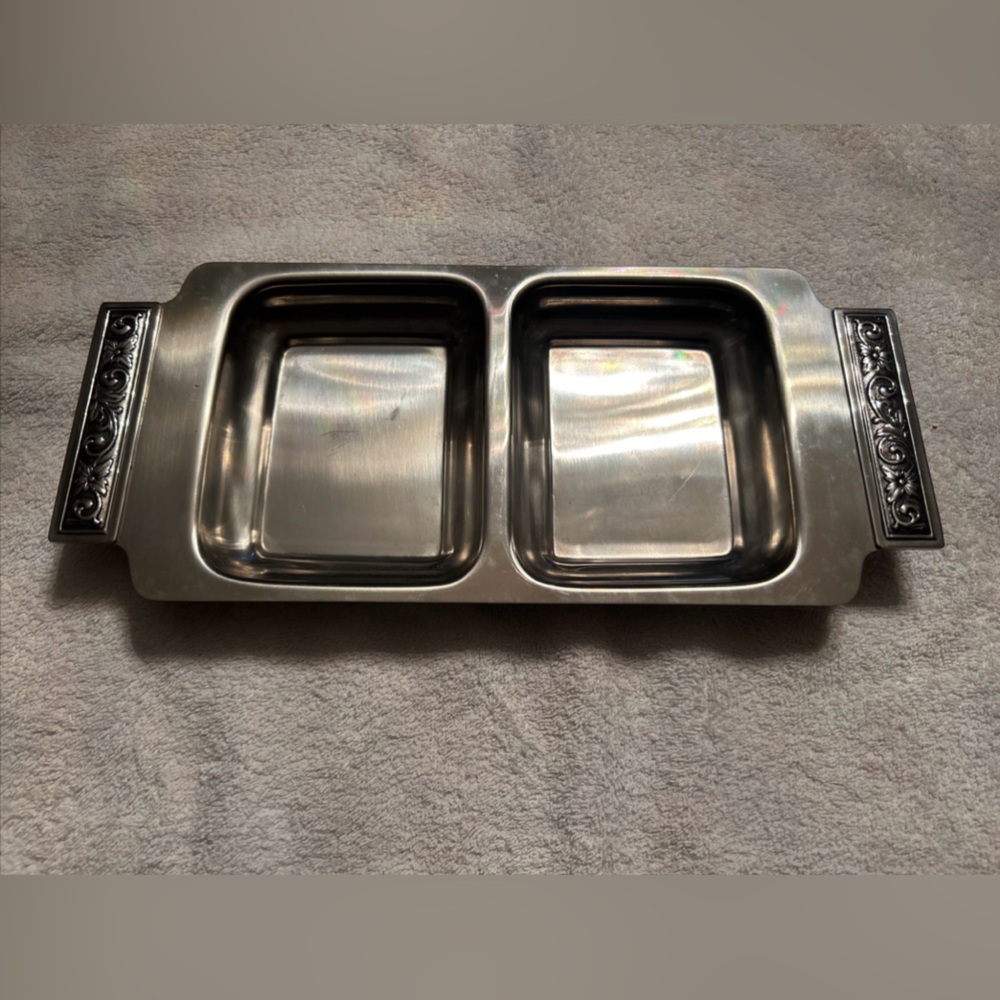 International Decorator Stainless Steel 18/8 Divided Serving Tray Japan